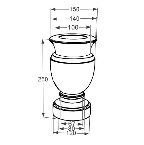 Розміри Ваза на кладовище бежеві з мармуру висотою 25 см Дайна vz-dan-25-15