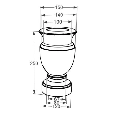 Размеры Ваза на кладбище бежевые из мрамора высотой 25 см Дайна vz-dan-25-15