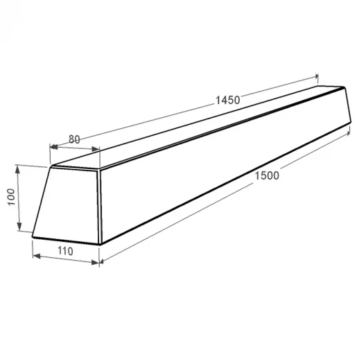 Размеры Перемычка под памятник на могилу из бетона 1500x100x110 pm-150-10-11