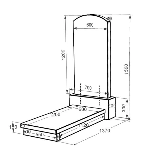 Размеры Памятник из гранита женский одинарный из черного гранита Коростышев с дугой резной к10-kor-pf-120-60-08-009