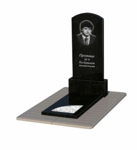 Гранітна плита на могилу довжиною 140 см одинарна з вирізаним куточком із чорного граніту Коростишів Дуга 009 к9-kor-pf-120-60-08-009-pbd3