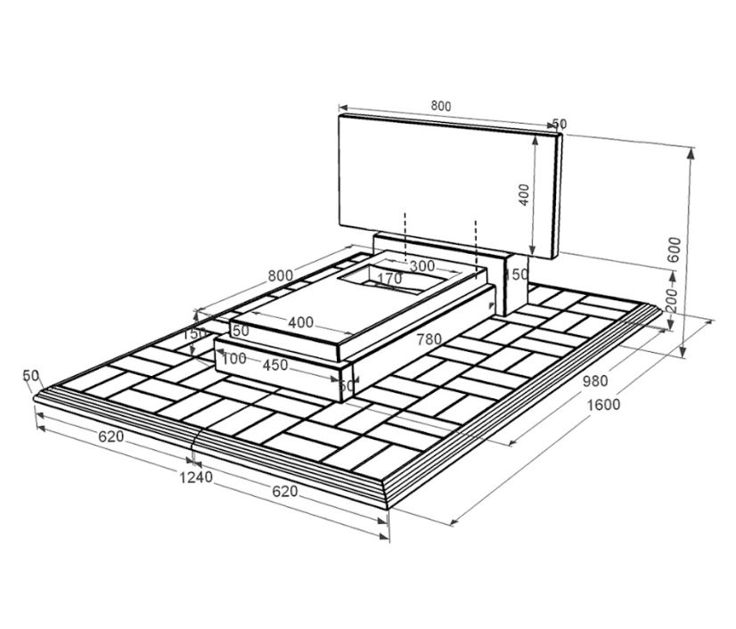Розміри Пам'ятник на цвинтар з граніту висотою 60 см одинарний із чорного граніту Коростишів з вирізаним прапором к6-kor-pf-40-80-08-001-pbd1