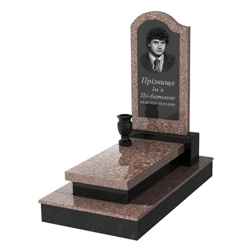Основное Гранитный памятник на могилу с гробницей одинарный из гранита Токовский Коростышевский к10-tok-kor-pf-80-40-05-011-ck