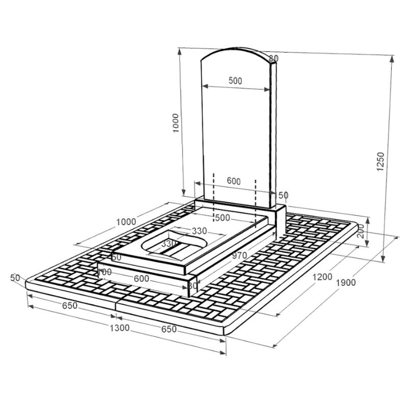 Розміри Надгробок із граніту довжиною 115 см одинарний з листом різьблена робота із чорного граніту Коростишів Дуга 009 к13-kor-pf-100-50-08-009-pbd2