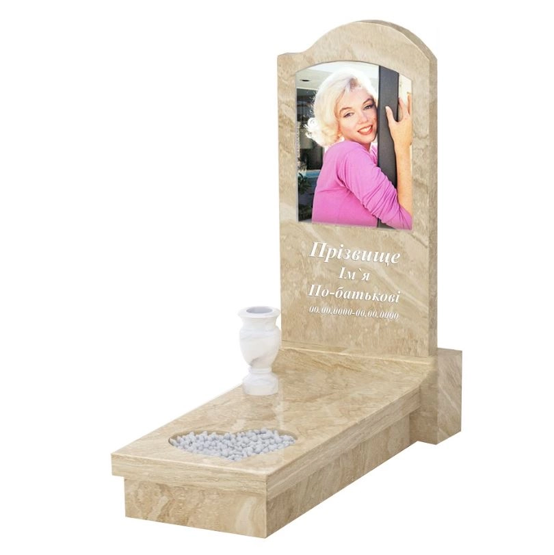 Основне Кольоровий мармуровий пам'ятник одинарний з мармуру Дайна з серцем різьблена робота к11-dan-pf-80-40-05-011-r