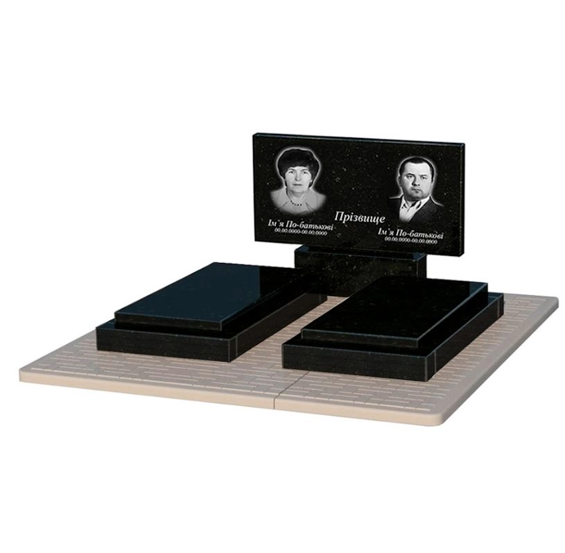 Основное Памятник из гранита стела 50х100 см двойной из черного гранита Коростышев без резных работ к21-kor-pf-50-100-08-001-pbd2