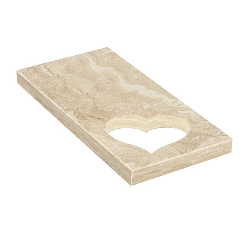 Основне Надгробна плита кольорова 800x400x50 з мармуру Дайна з полірованими фасками серія Серце права pl-dan-pf-pt-80-40-05-SERCE-r