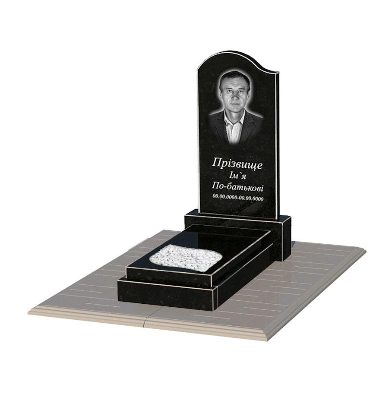 Основне Пам'ятник із граніту фігурний одинарний із чорного граніту Коростишів з листом різьблена робота к13-kor-npf-80-40-05-011-l-pbd1