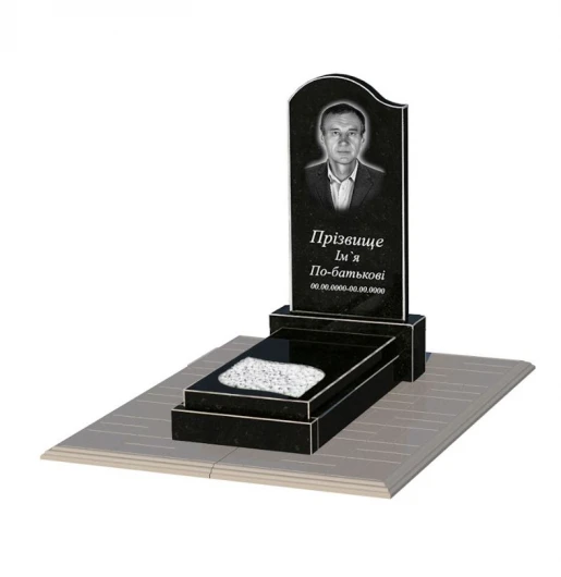 Пам'ятник із граніту фігурний одинарний із чорного граніту Коростишів з листом різьблена робота к13-kor-npf-80-40-05-011-l-pbd1