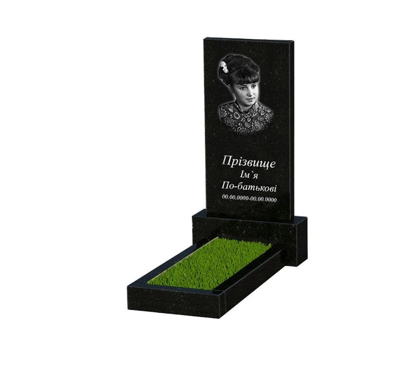 Основне Гранітний пам'ятник стела 80x40 см одинарний із чорного граніту Коростишів без різьблених робіт к1-kor-pf-80-40-05-001