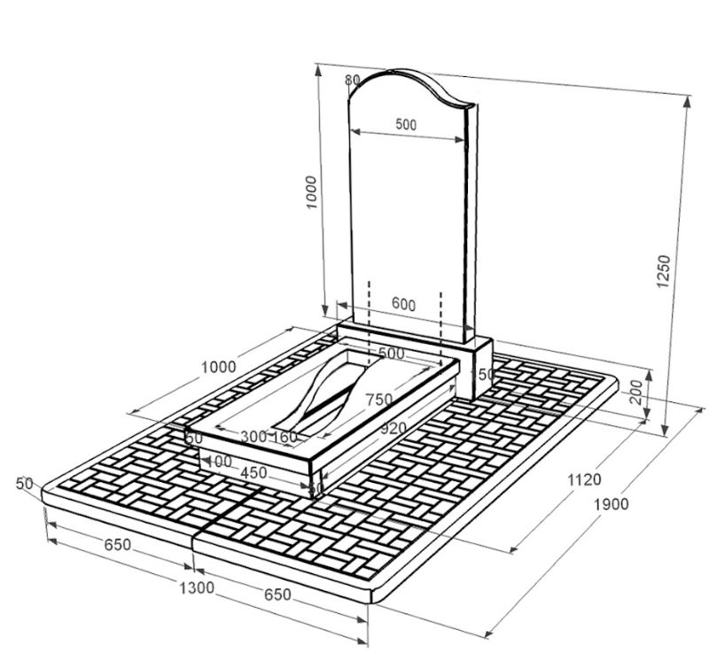 Размеры Памятник из гранита с вырезанной полосой одинарный из черного гранита Коростышев с волной резной к23-kor-pf-100-50-08-011-l-pbd2