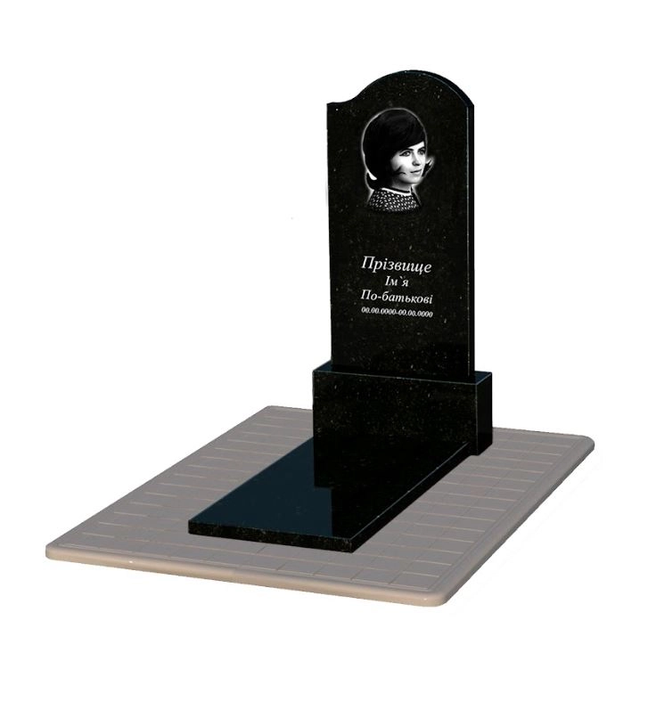Основное Памятник из гранита дочке одинарный из черного гранита Коростышев с волной резной к7-kor-pf-120-60-08-011-r-pbd3