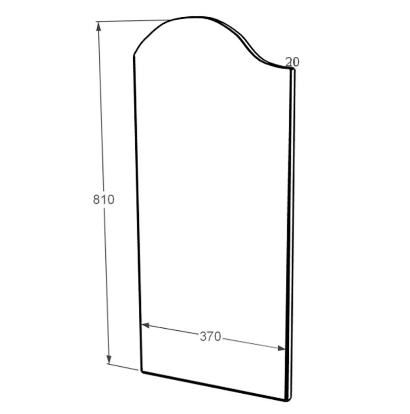 Размеры Плита вставка на памятник для портрета и надписей черного цвета 370x810x20 фигурная с Ивано-Долинского карьера ptk-baz-pf-pt-81-37-02-011-l