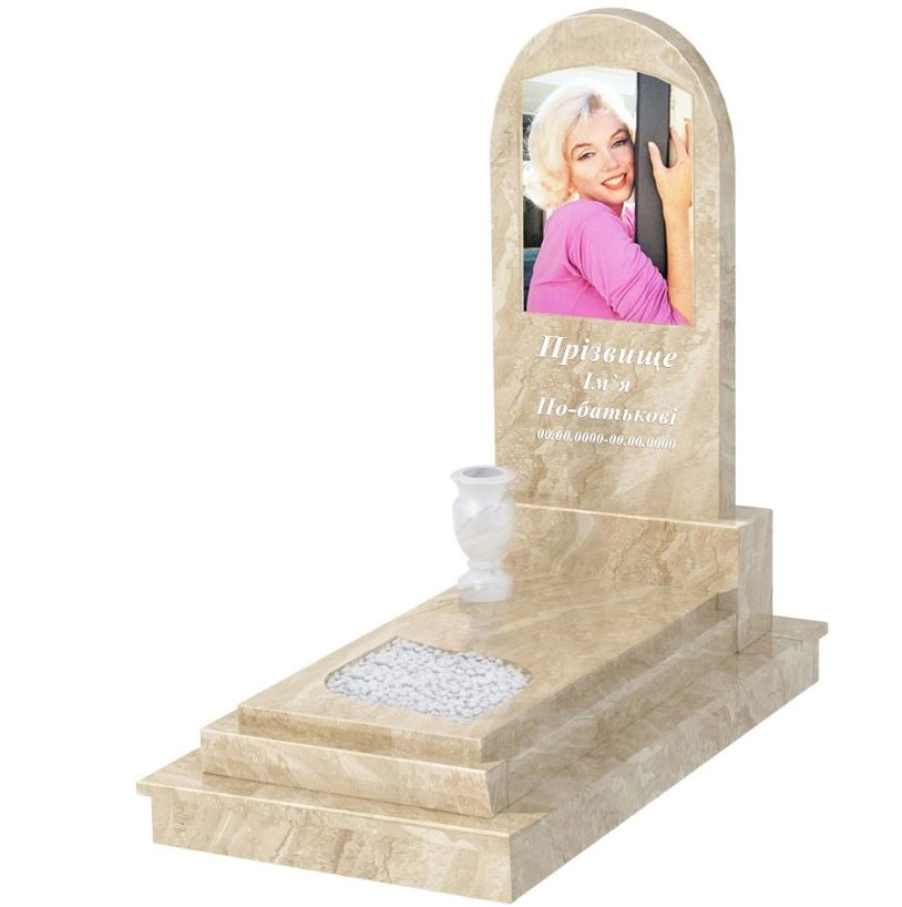 Основне Мармуровий пам'ятник високі одинарний з мармуру Дайна з листом різьблена робота к13-dan-pf-120-60-08-006-ck