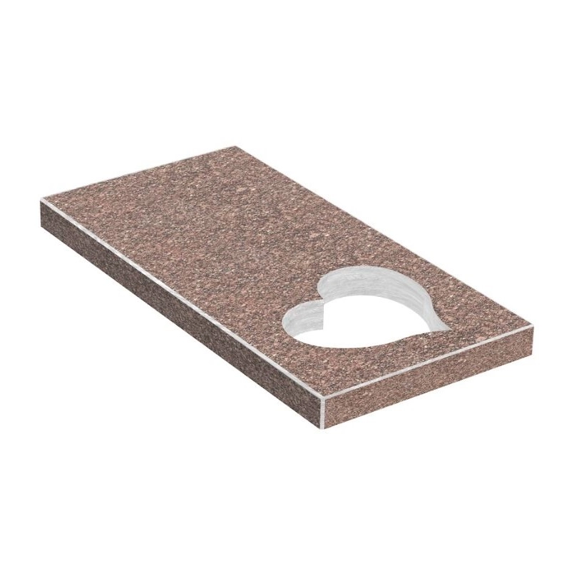 Основне Надгробна плита на могилу 800x400x50 з Токівського граніту із неполірованими фасками Серце ліва pl-tok-npf-pt-80-40-05-SERCE-l