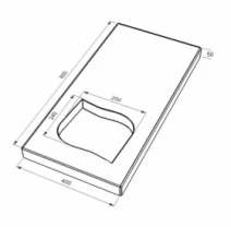 Размеры Надгробная плита бежевая 800x400x50 из мрамора Дайна с полированными фасками серия Лист левая pl-dan-pf-pt-80-40-05-LISTOK-l