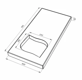 Размеры Надгробная плита бежевая 800x400x50 из мрамора Дайна с полированными фасками серия Лист левая pl-dan-pf-pt-80-40-05-LISTOK-l