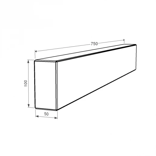 Розміри Брус для квітника та гробниці довжиною 75 см 750x100x50 з граніту бічний з полірованими фасками Букинського кар'єру br-buk-pf-75-10-05