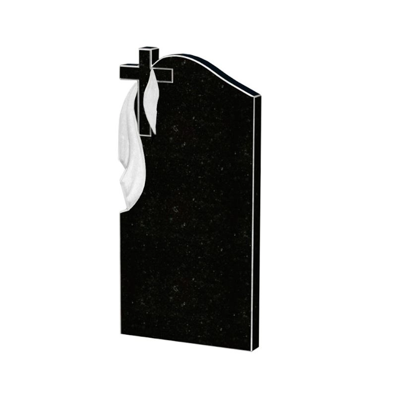 Основное Стела памятника с крестом резная 800x400x50 из гранита вертикальная с неполированными фасками Коростышевского карьера st-kor-npf-80-40-05-142-l