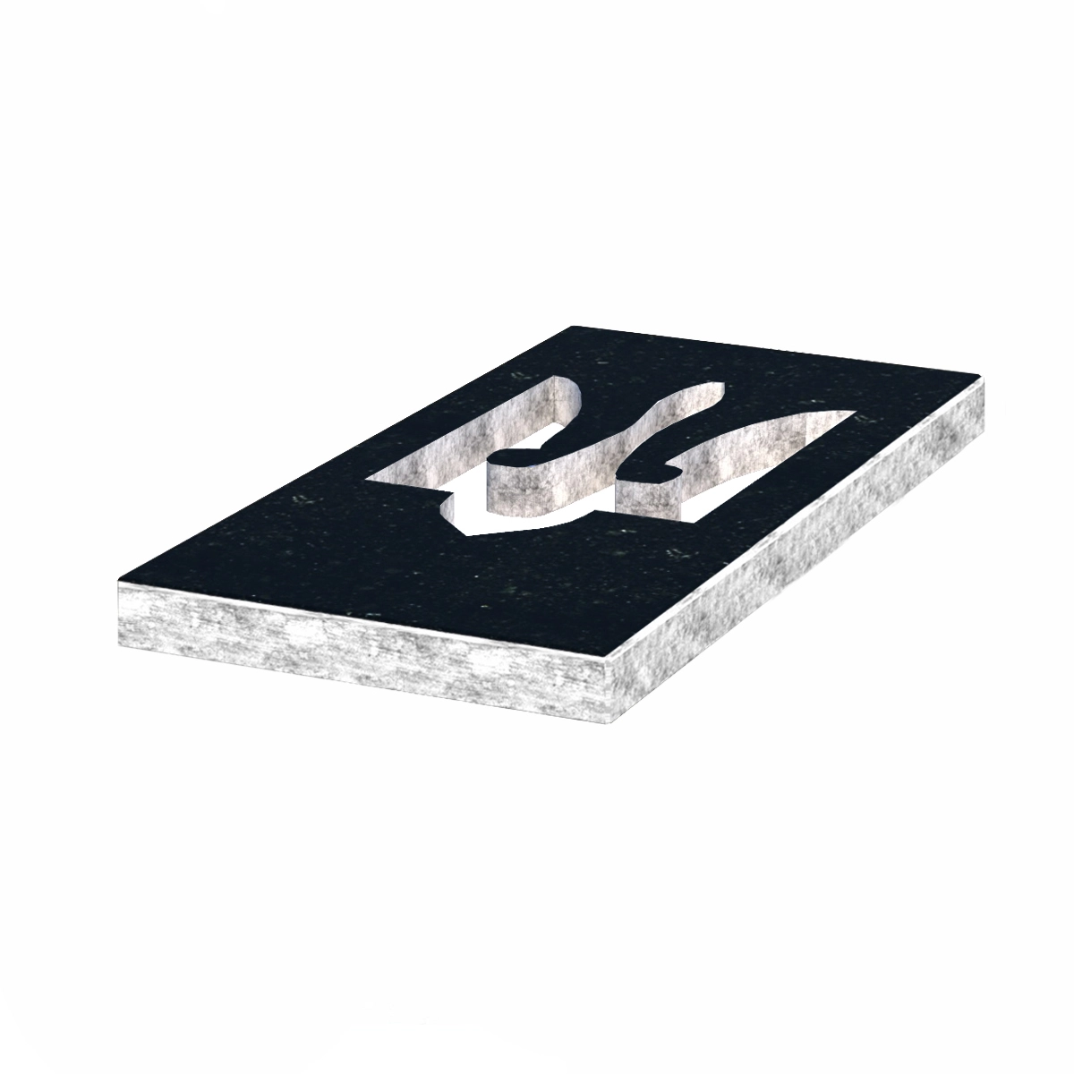 Основне Надгробна плита симетрична 1000x500x50 з граніту плита Тризуб із неполірованими фасками з неполірованими торцями Коростишівського кар'єру pl-kor-npf-npt-100-50-05-TRIZUB