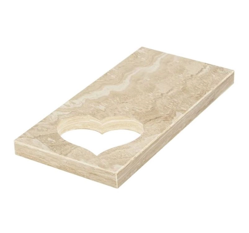 Основное Надгробная плита цветная 1000x500x50 из мрамора Дайна с полированными фасками серия Сердце левая pl-dan-pf-pt-100-50-05-SERCE-l