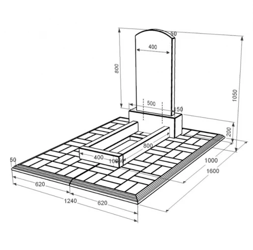 Розміри Надгробний пам'ятник із граніту стела 80x40 см одинарний із чорного граніту Коростишів з дугою різьблений к1-kor-pf-80-40-05-009-pbd1
