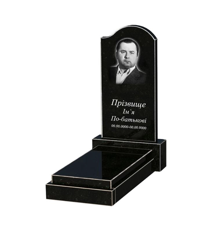 Основное Памятник из гранита отцу одинарный из черного гранита Коростышев с волной резной к12-kor-npf-80-40-05-011-r