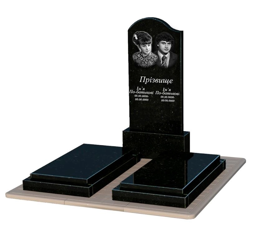 Основное Гранит надгробие черного цвета двойное из черного гранита Коростышев с волной резное к21-kor-pf-120-60-08-011-l-pbd3