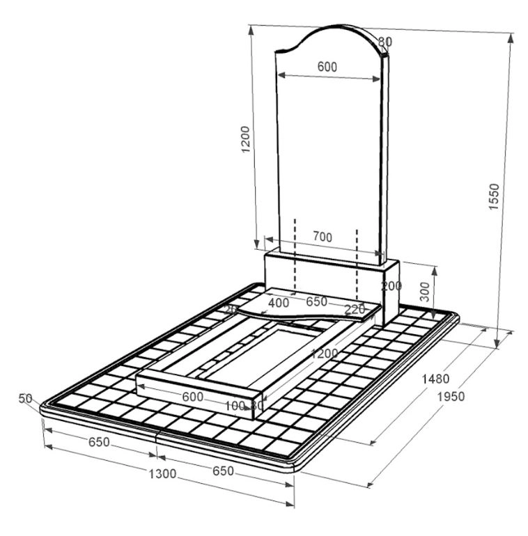 Размеры Памятник из гранита с цветником одинарный из черного гранита Коростышев с волной резной к3-kor-npf-120-60-08-011-r-pbd3
