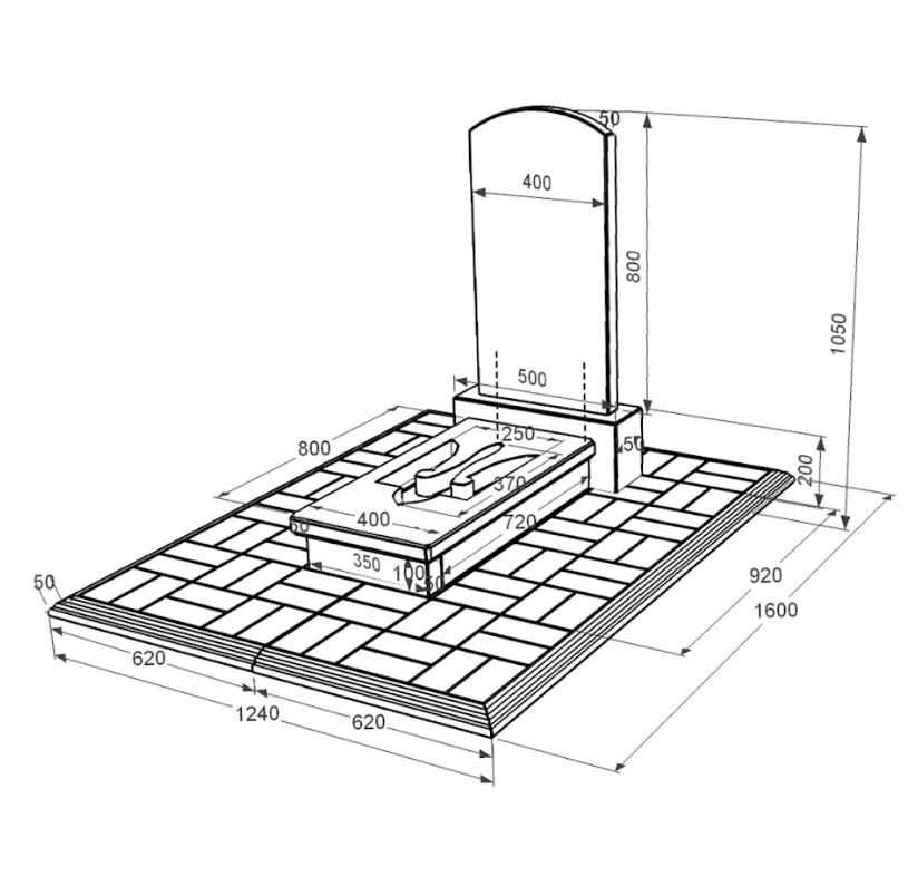 Розміри Гранітний пам'ятник із чорною стелою одинарний із чорного граніту Коростишів із Тризубом вирізаним к8-kor-npf-80-40-08-009-pbd1