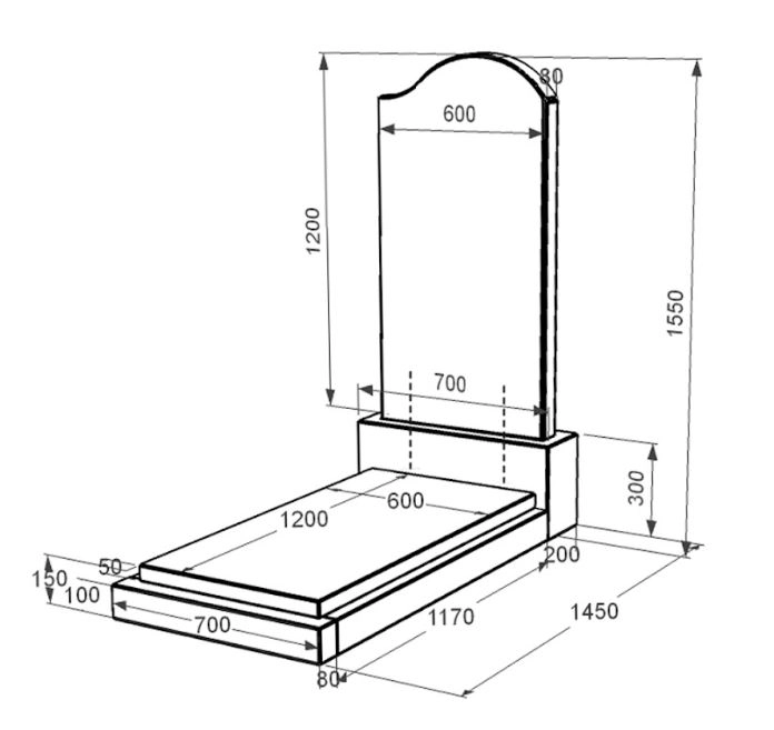 Розміри Гранітний пам'ятник великий одинарний із чорного граніту Коростишів з хвилею різьблений к12-kor-npf-120-60-08-011-r