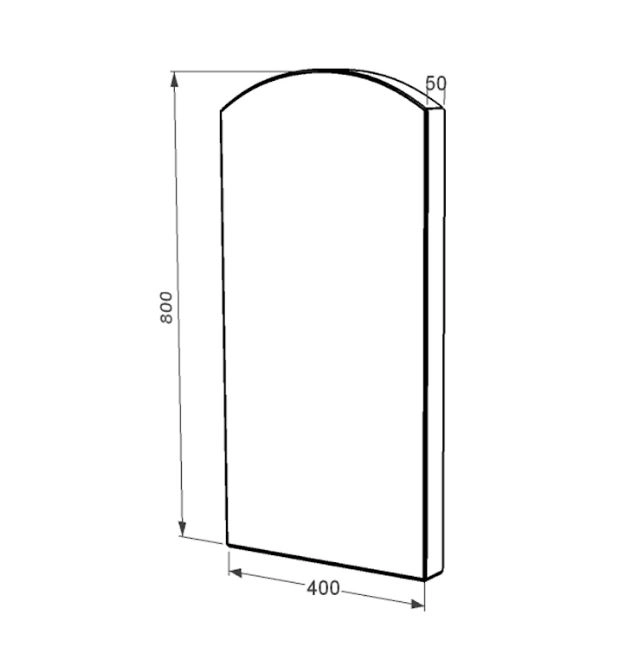 Размеры Стела на памятник неполированные фаски 800x400x50 из гранита вертикальная Букинского карьера st-buk-npf-80-40-05-009