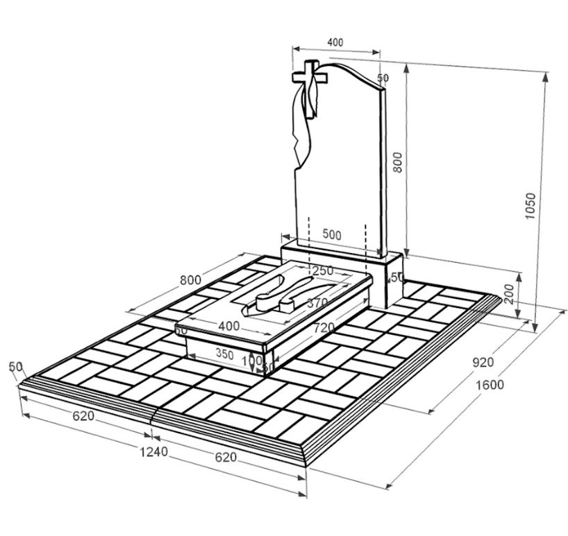 Размеры Гранитный памятник с Трезубом вырезанным одинарный из черного гранита Коростышев к8-kor-pf-80-40-08-142-pbd1