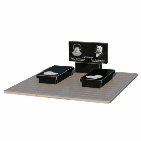 Гранітний пам'ятник з серцем різьблена робота подвійний із чорного граніту Коростишів к20-kor-npf-40-80-05-001-pbd3