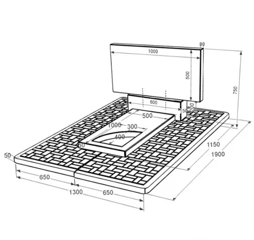 Розміри Пам'ятник на могилу із граніту з вирізаним куточком одинарний із чорного граніту Коростишів к9-kor-pf-50-100-08-001-pbd2