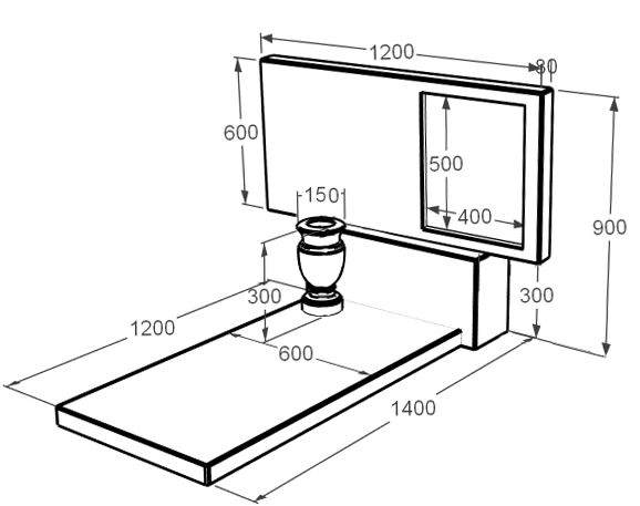 Мраморный памятник высокий одинарный из белого мрамора Волокас без резных работ к7-vol-pf-60-120-08-001