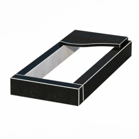 Основное Цветник на кладбище с плитой на цветнике 850x400x100 из гранита серия Базис с неполированными фасками Коростышевского карьера cv-kor-npf-850-400-3-volna-1-st