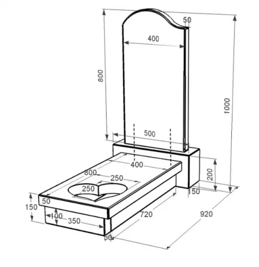 Размеры Одинарный гранитный памятник на могилу из черного гранита Коростышев с сердцем резная работа к11-kor-pf-80-40-05-011-l