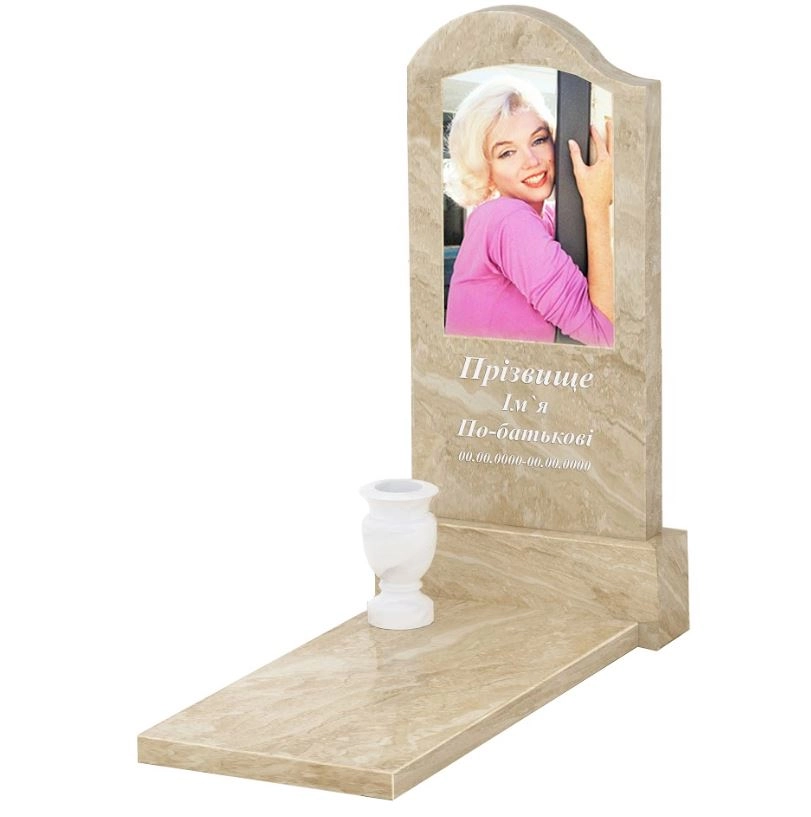 Основне Надгробок з мармуру з формою хвилі одинарний з мармуру Дайна к7-dan-pf-100-50-08-011-l