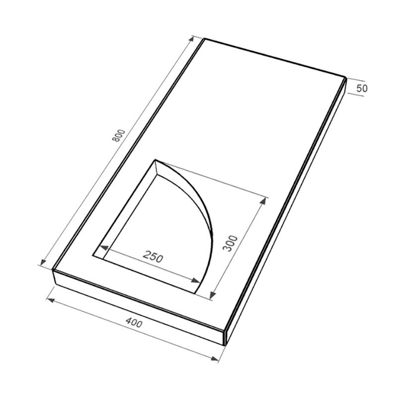 Розміри Надгробна плита білого кольору 800x400x50 із мармуру Волокас з полірованими фасками плита Куточок ліва pl-vol-pf-pt-80-40-05-KUT-l