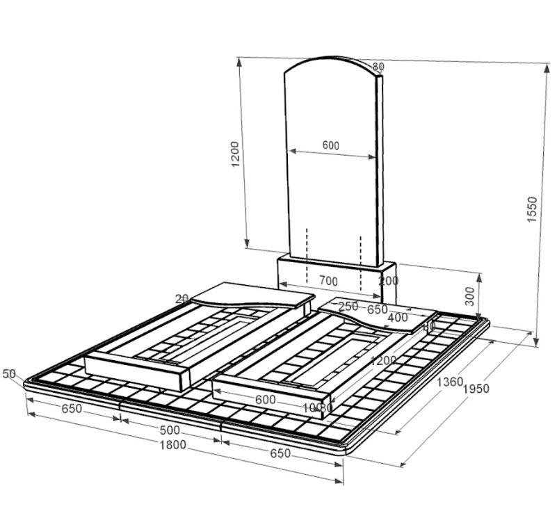 Розміри Пам'ятник із граніту чорного кольору подвійний з хвилею різьблений із чорного граніту Коростишів Дуга 009 к15-kor-pf-120-60-08-009-pbd3