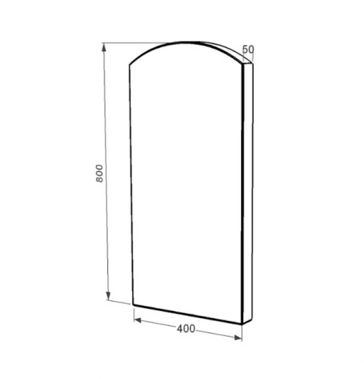 Размеры Стела на памятник высотой 80 см 800x400x50 из гранита одинарная с полированными фасками Коростышевского карьера st-kor-pf-80-40-05-009