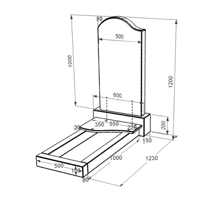 Розміри Гранітний пам'ятник з чорною стелою одинарний із чорного граніту Коростишів з хвилею різьблений к3-kor-pf-100-50-08-011-l