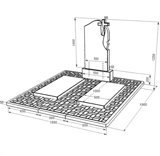 Размеры Гранитный памятник вертикальный двойной из черного гранита Коростышев с крестом и плащаницей резной к17-kor-pf-100-50-08-142-r-pbd2