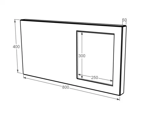 Розміри Стела пам'ятника з Токівського граніту 400x800x50 горизонтальна з полірованими фасками права stn-tok-pf-40-80-05-001-R