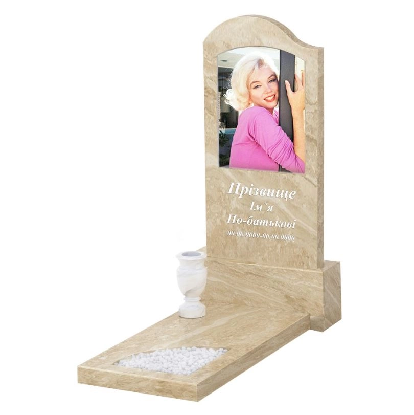 Основне Мармуровий пам'ятник дівчинам одинарний з мармуру Дайна з вирізаним куточком к9-dan-pf-80-40-05-011