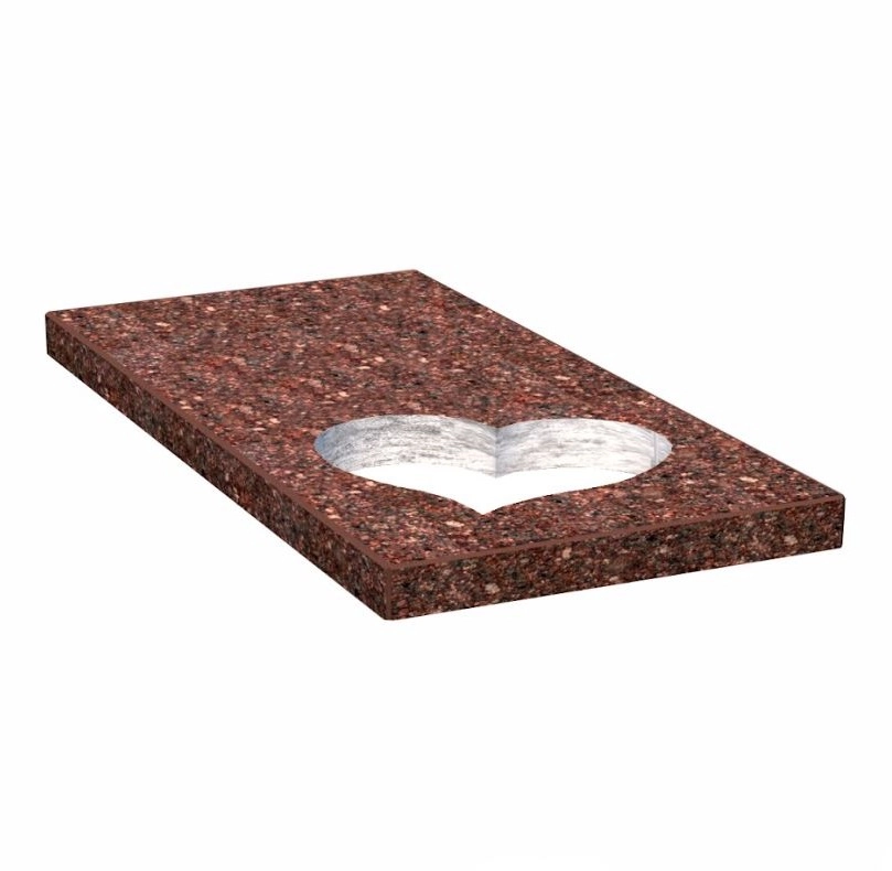 Основне Надгробна плита для цвинтаря 1000x500x50 з Токівського граніту з полірованими фасками серія Серце права pl-tok-pf-pt-100-50-05-SERCE-r