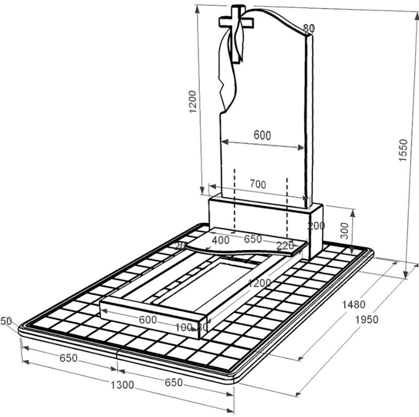 Розміри Гранітний пам'ятник батькові одинарний із чорного граніту Коростишів з хвилею різьблений к3-kor-npf-120-60-08-142-pbd3