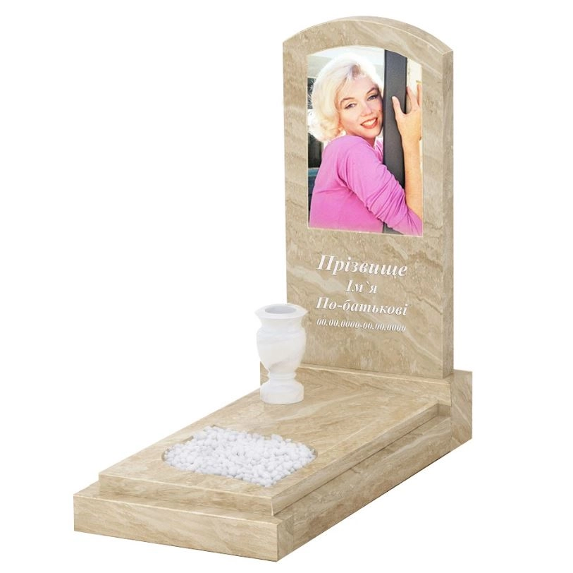 Основне Мармуровий пам'ятник з листом різьблена робота одинарниий з мармуру Дайна к13-dan-pf-100-50-08-009