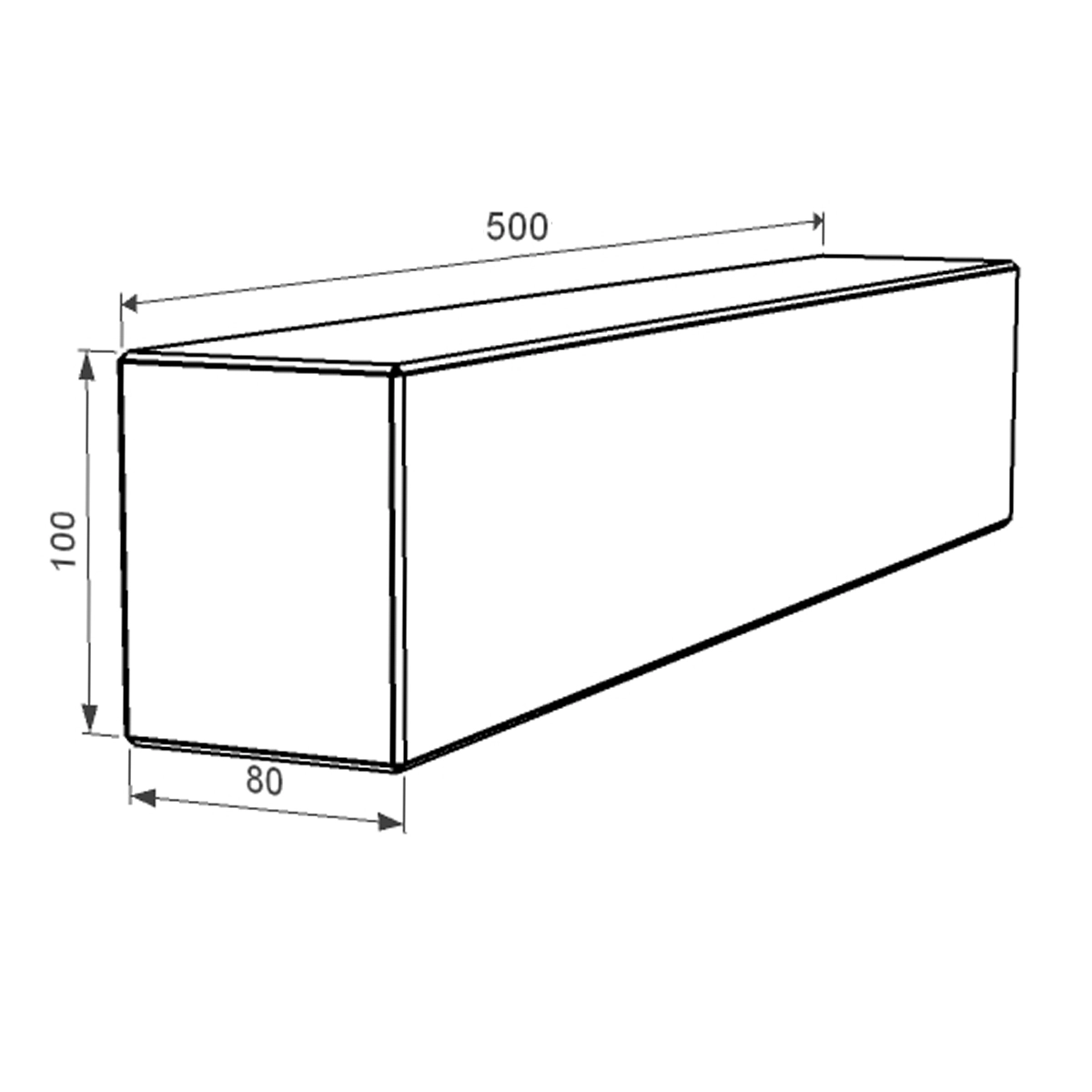 Размеры Брус для цветника на могилу толщиной 8 см  из гранита лицевой с полированными фасками Букинского карьера br-buk-pf-50-10-08